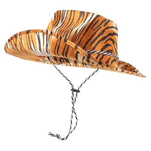 DRESSOOS Tiger Print Hut für Unisex Verstellbarer Kinnriemen Cowgirl Kostüm Hut Partydekoration Halloween Accessoire von DRESSOOS