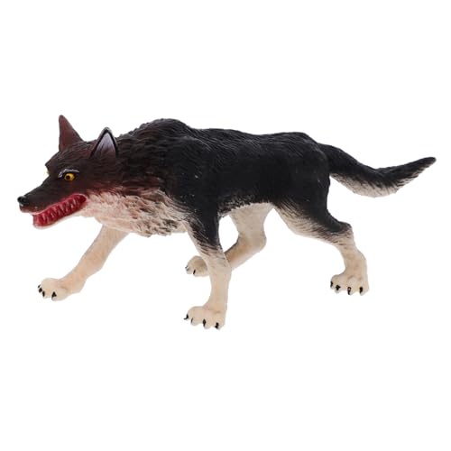 DRESSOOS Wildtiermodell Kuscheltier Wolf Tierspielzeug Wolfsspielzeug Frosch Wolf Plüschtier Kinderkognition Modell Wildtier Modell Wildtiere Handwerk Tierwelt Tierdekor Abs Black von DRESSOOS
