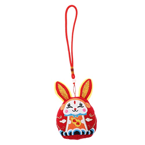 DRESSOOS Wufu-Kaninchen-Verzierung Maskottchen des Mondjahres Gans Chinese New Year Rabbit Hasen Kuscheltier Hasenpuppe Ausgestopftes Hasen-Maskottchen- Plüsch rot von DRESSOOS