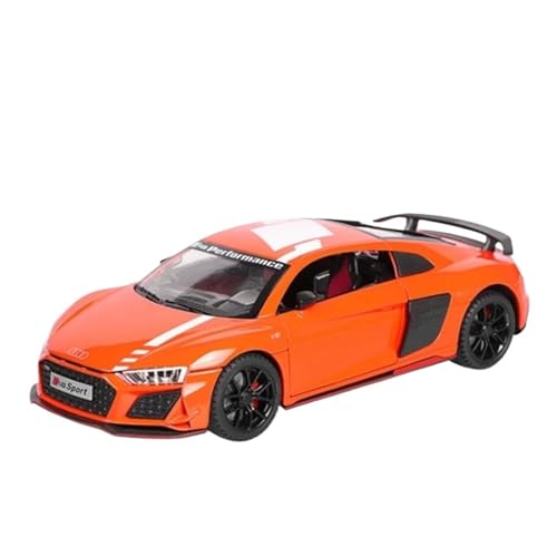 Motorfahrzeuge Replika Auto 1:24 Für Audi R8 V10 Plus Alloy Performance Sports Car Model Diecast Racing Sound- Und Lichtsimulation Originalgetreue Nachbildung (Color : Orange) von DRModel