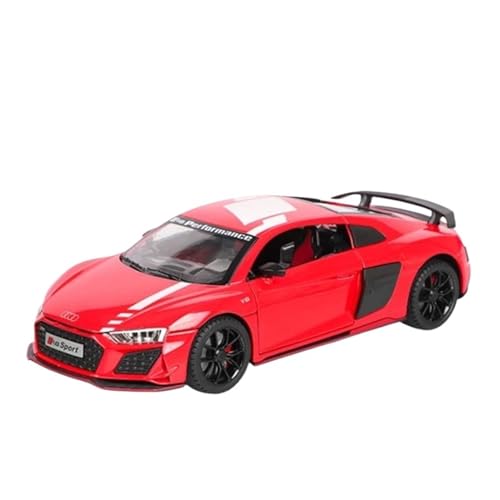 Motorfahrzeuge Replika Auto 1:24 Für Audi R8 V10 Plus Alloy Performance Sports Car Model Diecast Racing Sound- Und Lichtsimulation Originalgetreue Nachbildung (Color : Red) von DRModel