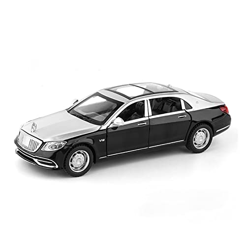 Motorfahrzeuge Replika Auto 1:32 Für Benz Maybach S650 Simulation Metall Luxus Auto Modell Diecast Sound Licht Spielzeug Kinder Geschenk Originalgetreue Nachbildung (Color : Silver Black) von DRModel