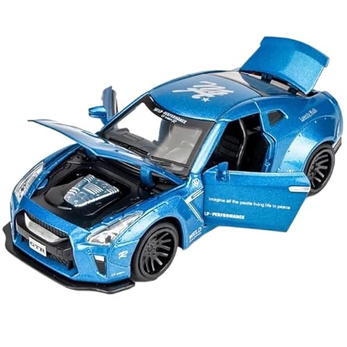 Motorfahrzeuge Replika Auto 1:32 Für Nissan Skyline Ares GTR R34 Legierung Sportwagen Modell Druckguss Metall Auto Modell Hohe Simulation Originalgetreue Nachbildung (Color : Blue) von DRModel