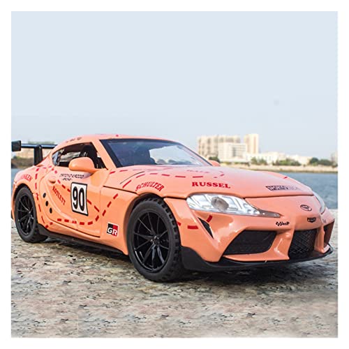 DRModels Motorfahrzeuge Replika Auto 1/32 Für Toyota Supra GT Simulation Druckgusslegierung Rennwagen Modell Sound Licht Spielzeug Fahrzeug Originalgetreue Nachbildung (Color : Pink) von DRModels