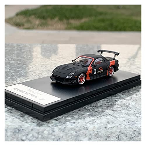 DRModels Motorfahrzeuge Replika Auto 1/64 Für Mazda RX7 Simulation Diecast Alloy Cabrio Sportwagen Modellsammlung Ornament Display Originalgetreue Nachbildung (Color : Black B) von DRModels