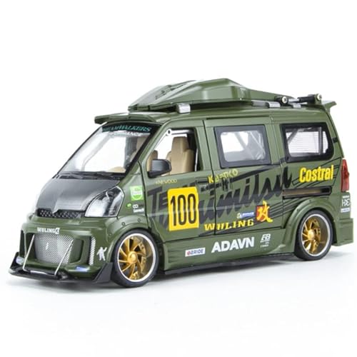 DRModels Motorfahrzeuge Replika Auto 1:24 Für Wuling Track Sports Diecasts Metall Modifiziertes Rennwagen-LKW-Modell Simulation Sound Und Licht Originalgetreue Nachbildung (Color : Green) von DRModels