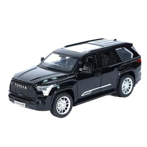 Motorfahrzeuge Replika Auto 1/24 Für Toyota Sequoia SUV Legierung Auto Modell Druck Druck Metall Off-Road Fahrzeuge Hohe Simulation Sound Und Licht Originalgetreue Nachbildung (Color : Black) von DRModels