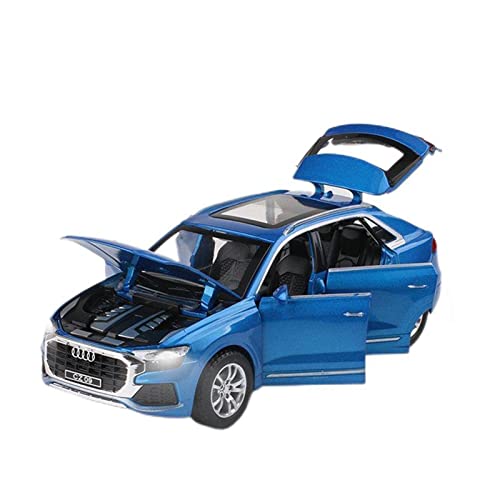 Motorfahrzeuge Replika Auto 1:32 Für Audi Q8 SUV Hohe Simulation Mit Sound Licht Zurückziehen Legierung Spielzeug Diecast Auto Modell Kinder Geschenke Originalgetreue Nachbildung (Color : Blue) von DRModels