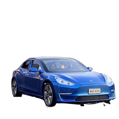 Motorfahrzeuge Replika Auto 1:32 Für Tesla Modell 3 Legierung Auto Modell Diecast Metall Fahrzeug Hohe Simulation Sound Und Licht Sammlung Originalgetreue Nachbildung (Color : Blue) von DRModels