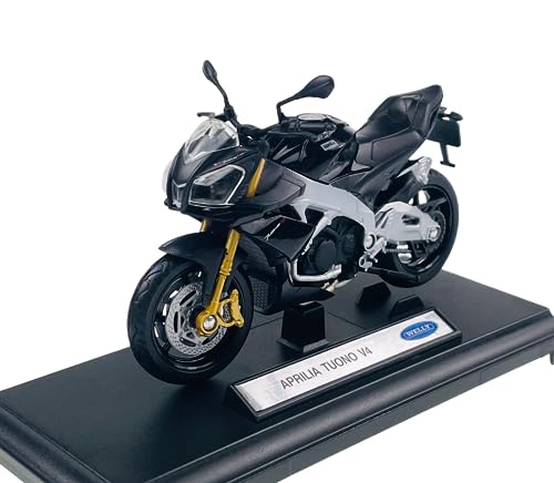 Welly Aprilia Tuono V4 Schwarz Mit Sockel 1:18 1/18 Metall Modell Motorrad Die Cast Neu im Kasten von DROMADER