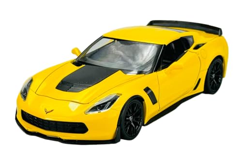 Welly Chevrolet Corvette C7 Z06 Coupe Gelb mit Schwarz Ab 2013 1/24 1:24 Metall Modell Auto Die Cast Neu im Kasten von DROMADER