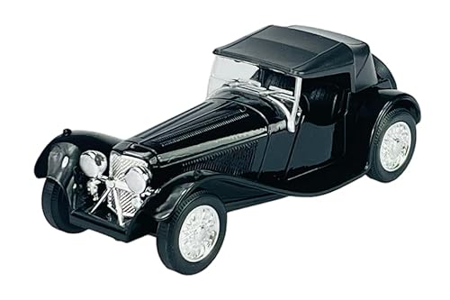 Welly Jaguar SS 100 Schwarz mit Soft Top Cabrio 1935-1940 1/34-1/39 Metal Modell Auto Die Cast Neu im Kasten von DROMADER