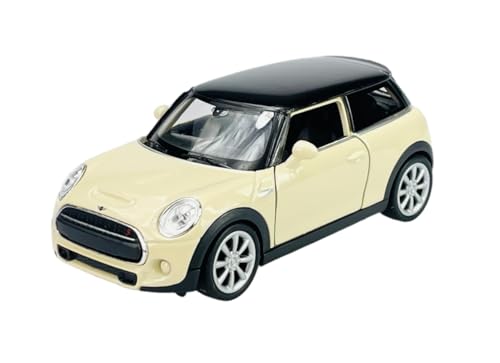 Welly Mini Cooper S F56 New Hatch 3 Türer Weiss Beige mit Schwarzem Dach 2014 1/34-1/39 Die Cast Neu Modell Auto von DROMADER