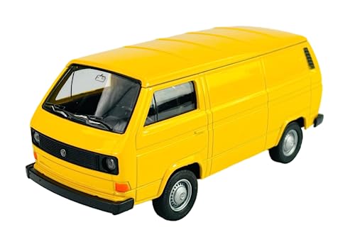 Welly VW Volkwagen T3 Transporter Kasten Gelb 1979-1992 1/34-1/39 Metall Modell Auto Die Cast Neu im Kasten von DROMADER