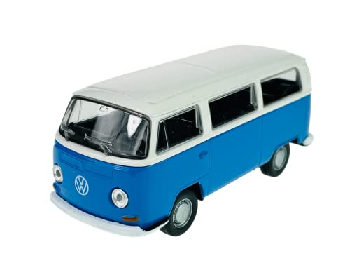 Welly Volkwagen T2 Blau mit weissem Dach Bus Transporter 1967-1979 ca 1/34-1/39 Modell Auto Die Cast Neu im Kasten von Guoml
