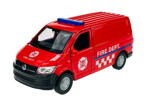Welly Volkwagen T6 Feuerwehr Rot Transporter Kasten Version T5 2015 1/34-1/39 Metall Modell Auto Die Cast Neu im Kasten von DROMADER