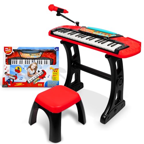 37 Tasten Klaviertastatur mit Hocker, Kinder Keyboard mit Ständer, Klavier Spielzeug elektronisch, Musikinstrument, Aufnahme- und Abspiel-Funktion, inkl. Mikrofon, Standkeyboard 58 cm Rot/Schwarz 37 Tasten Klaviertastatur mit Hocker, Kinder Keyboard mit Ständer, Klavier Spielzeug elektronisch, Musikinstrument, Aufnahme- und Abspiel-Funktion, inkl. Mikrofon, Standkeyboard 58 cm Rot/Schwarz von DRULINE