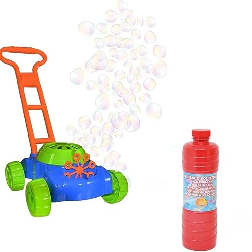 DRULINE Seifenblasen Rasenmäher Gartenspielzeug Für Kinder Mit GRATIS 1 ltr Bubble Machine Seifenlösung Enthalten | Geschenkidee Für Kinder Ab 4 Jahren | Gartengeräte Und Zubehör | Spielzeug von DRULINE