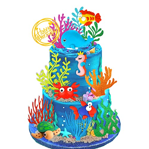 15 PCS Sea Ocean Theme Birthday Cake Decoration Toppers Fishing Cake Ocean Animals Sea Cake Decorations for Under the Sea Theme Baby Shower Birthday Party Supplies 15 PCS Sea Ocean Theme Birthday Cake Decoration Toppers Fishing Cake Ocean Animals Sea Cake Decorations for Under the Sea Theme Baby Shower Birthday Party Supplies von DRWATE