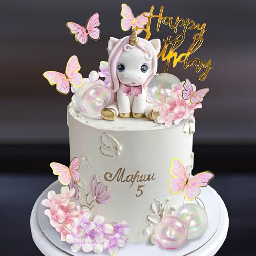 22 Stück Einhorn-Kuchenaufsatz, Einhorn-Blumen-Kuchendekorationen mit künstlichen Blumen, Kugel, Schmetterling, Happy Birthday-Kuchendekorationen für Jungen und Mädchen, Kindergeburtstag, Party, 22 Stück Einhorn-Kuchenaufsatz, Einhorn-Blumen-Kuchendekorationen mit künstlichen Blumen, Kugel, Schmetterling, Happy Birthday-Kuchendekorationen für Jungen und Mädchen, Kindergeburtstag, Party, von DRWATE