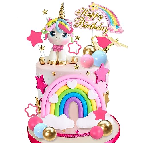DRWATE 29 Stück Einhorn-Kuchenaufsatz, Einhorn-Regenbogen-Kuchendekorationen mit Regenbogensternen, Happy Birthday-Kuchendekorationen für Jungen und Mädchen, Kindergeburtstag, Party, Babyparty DRWATE 29 Stück Einhorn-Kuchenaufsatz, Einhorn-Regenbogen-Kuchendekorationen mit Regenbogensternen, Happy Birthday-Kuchendekorationen für Jungen und Mädchen, Kindergeburtstag, Party, Babyparty von DRWATE