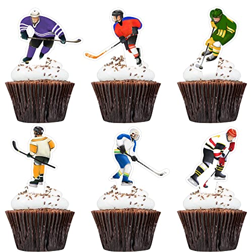 48 Stück Hockey-Cupcake-Topper, Hockeyspieler, Cupcake-Topper für Eishockey, Sport, Mottoparty, Jungen, Mädchen, Geburtstagsparty, Party, Dekorationen 48 Stück Hockey-Cupcake-Topper, Hockeyspieler, Cupcake-Topper für Eishockey, Sport, Mottoparty, Jungen, Mädchen, Geburtstagsparty, Party, Dekorationen von DRWATE