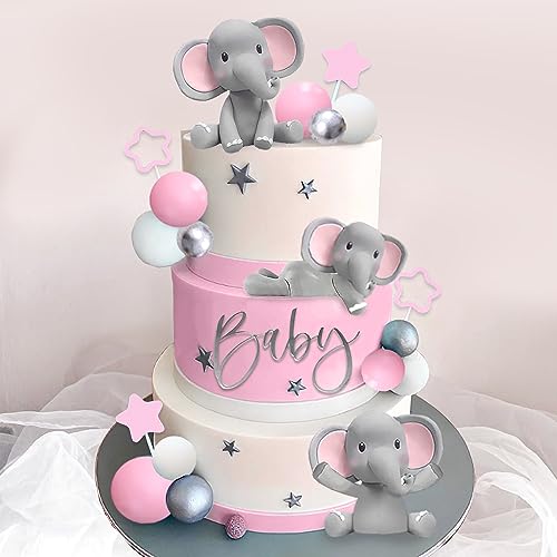 DRWATE 32 Stück Elefanten-Kuchendekoration mit Mini-Elefant blau-weißen Perlenkugeln für Babyparty, Mädchen, Elefanten-Thema, Geburtstagsparty-Zubehör, Rosa DRWATE 32 Stück Elefanten-Kuchendekoration mit Mini-Elefant blau-weißen Perlenkugeln für Babyparty, Mädchen, Elefanten-Thema, Geburtstagsparty-Zubehör, Rosa von DRWATE