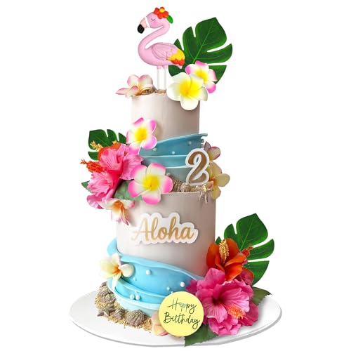 Flamingo-Kuchenaufsatz, Sommer-Kuchendekorationen mit künstlichen Blumen, Palmenblättern, für Hawaii-Strand-Party-Zubehör Flamingo-Kuchenaufsatz, Sommer-Kuchendekorationen mit künstlichen Blumen, Palmenblättern, für Hawaii-Strand-Party-Zubehör von DRWATE
