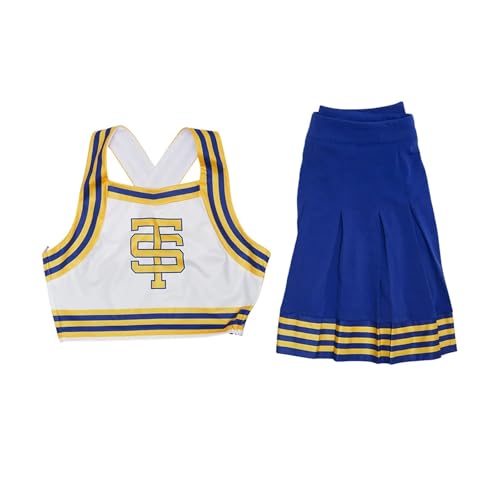 DSFDFDG Cheerleader Uniform Cosplay Kostüm Hip Hop Dance Kostüme Blau Weiß Cheerleading Kleid Anzug Mädchen Für Kostüme, Karneval Und Partys(L) von DSFDFDG