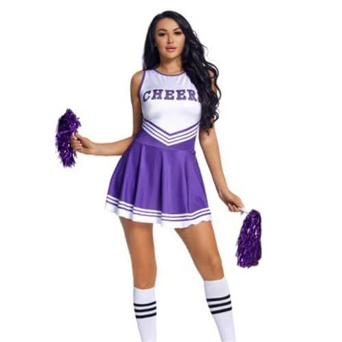 DSFDFDG Frauen Cheerleading Kostüm Bühnenauftritt Schule Party Uniform Kleid Für Kostüme, Karneval Und Partys(Purple,L) von DSFDFDG