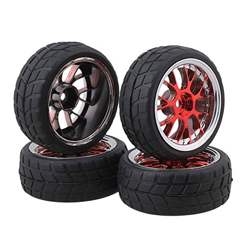 BQLZR RC 1:10 On-Road-Rennwagen Y-Form Red Plating Wheel 4er Pack von BQLZR