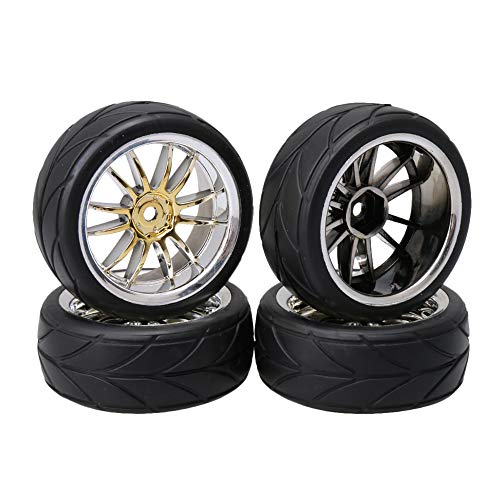 BQLZR Slick-Reifen mit 12-Speichen-Felgen für RC1: 10 On Road Racing Car 4er-Pack von BQLZR