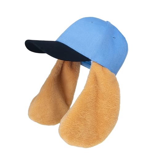 DSKOBT Hut mit Hundeohren, blauer Hut, Cartoon-Film-Kostüm, Halloween, Cosplay, Partyzubehör, Blau, Hellbraun, Einheitsgröße von DSKOBT