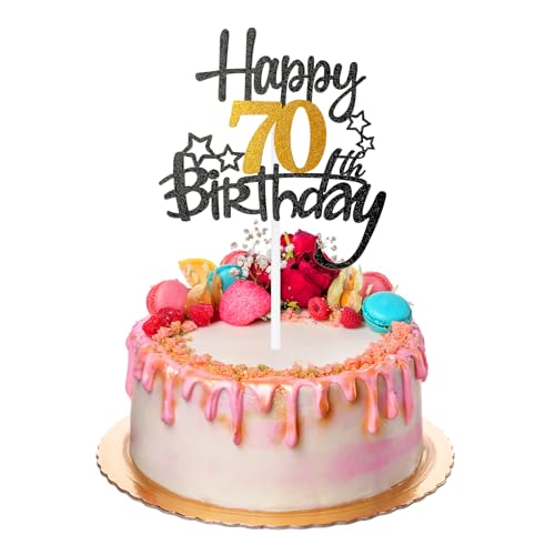 1 Stück Happy 70th Birthday Kuchen Topper,Tortendeko 70 Geburtstag,Tortendeko Schwarz Gold 70th,Glitzer Prost auf 70 Jahre Geburtstag Kuchen Deko,70 Jahre Cupcake Toppers,für 70 Geburtstag Party 1 Stück Happy 70th Birthday Kuchen Topper,Tortendeko 70 Geburtstag,Tortendeko Schwarz Gold 70th,Glitzer Prost auf 70 Jahre Geburtstag Kuchen Deko,70 Jahre Cupcake Toppers,für 70 Geburtstag Party von DSLSQD