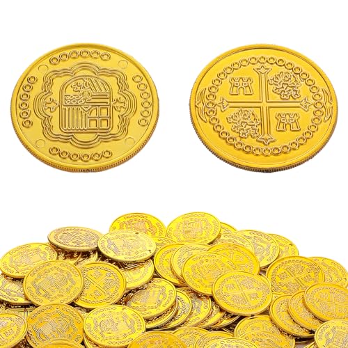 DSLSQD 100 Stück Goldmünzen,Piratenschatz Goldmünzen Spielzeug,Kunststoff Goldtaler,Spielmünzen,Künstliche Goldmünzen,für Kindergeburtstag Gastgeschenke Piraten Abenteuer Schatzsuche Veranstaltung DSLSQD 100 Stück Goldmünzen,Piratenschatz Goldmünzen Spielzeug,Kunststoff Goldtaler,Spielmünzen,Künstliche Goldmünzen,für Kindergeburtstag Gastgeschenke Piraten Abenteuer Schatzsuche Veranstaltung von DSLSQD