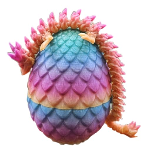 3D Gedruckter Drache im Ei, Regenbogen Überraschungsei, Kristall Drache Spielzeug mit einer violetten Taschenlampe, Kristalldrache mit beweglichen Gelenken, für Familie Freunde Kinder (A) von DSOPV