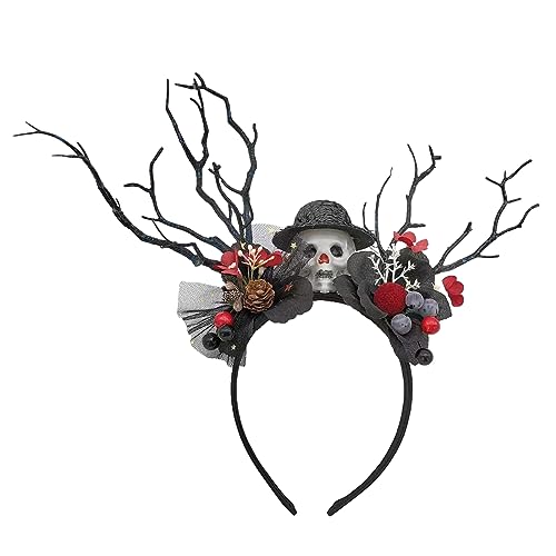 DSOPV Halloween Handgemachte Blume Schädel Hirsch Hörner Haarband mit Baumzweig und Schädel Haarband für Halloween Weihnachten Cosplay Kostüme Zubehör DSOPV Halloween Handgemachte Blume Schädel Hirsch Hörner Haarband mit Baumzweig und Schädel Haarband für Halloween Weihnachten Cosplay Kostüme Zubehör von DSOPV