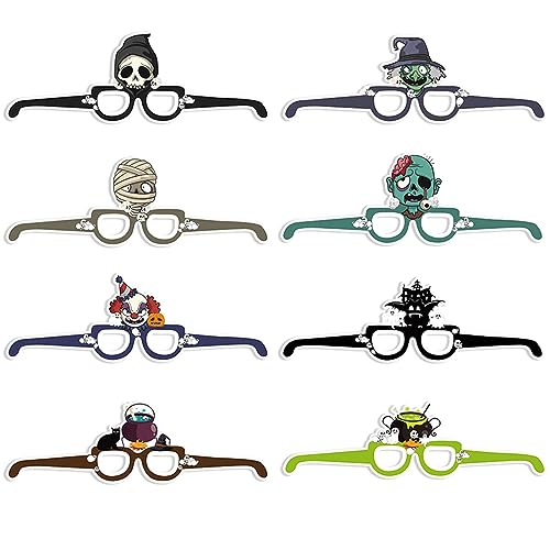 DSOPV Halloween-Papierbrillen, Halloween-Brillen für Kinder, gruselige Halloween-Brillen für Kinder, Party-Papierbrillen-Set, 8 Stück von DSOPV