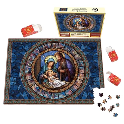 Krippen-Puzzle-Set, Weihnachten DIY 24 Tage Adventskalender Countdown-Kalender, Jesus Christliche Puzzles Geschenk für Wohnkultur von DSOPV