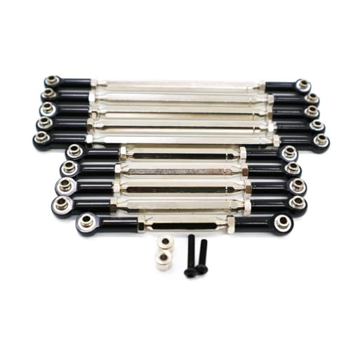 DSOUWEH 10 stücke 1/10 Aluminium Legierung Lenkung Link Rod Set Für 86100 86100JC FTX5579 Crawler Radstand RC Auto Zubehör Ersatz Teile, Schwarz von DSOUWEH