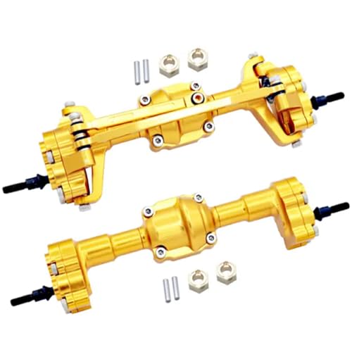 DSOUWEH 2 Stück Aluminiumlegierung vorne Hinterachse für FCX18 FCX24 1/24 Crawler Protector RC Auto Zubehör Ersatzteile, Golden von DSOUWEH