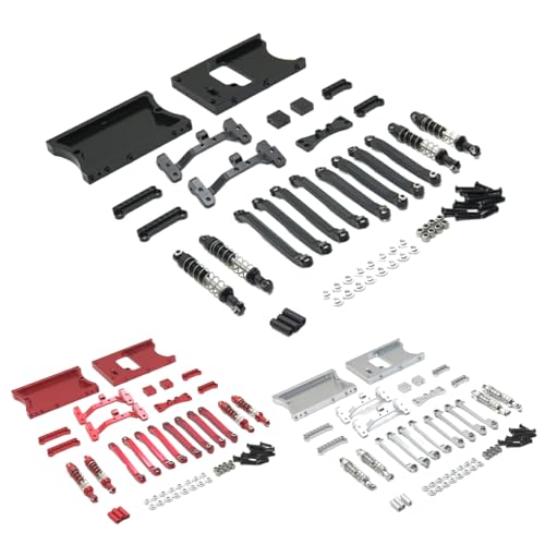 DSOUWEH 23 teiliges Lenkstangen Set aus Aluminiumlegierung für D90 1/12 Radstand, RC Autozubehör, Ersatzteile, Rot von DSOUWEH