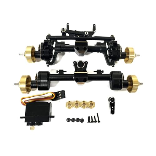 DSOUWEH 4 Stück Aluminiumlegierung Vorder und Hinterachse für SCX24 1/24 Crawler Komplettes RC Autozubehör Ersatzteile von DSOUWEH