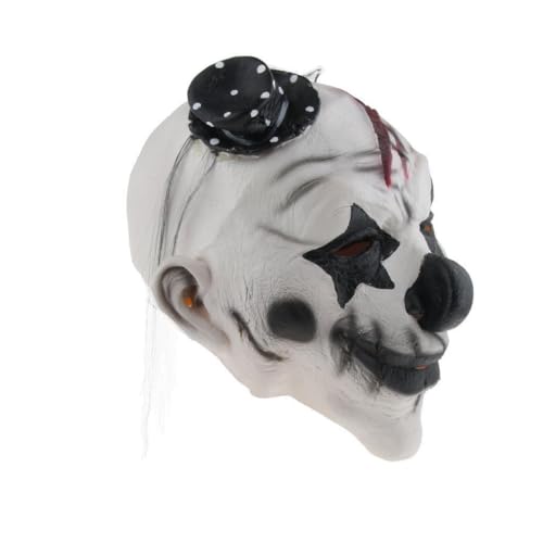 DSOUWEH Gruselige Clown Maske, realistisches Aussehen, sichere Inhaltsstoffe, Halloween Party, Latex, realistische Narben, reißfest, weich von DSOUWEH