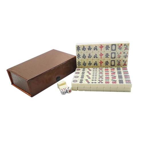 DSOUWEH Langlebiges, tragbares Reise Mahjong Set mit Aufbewahrungsbox für Reisen, Partys, Erwachsene und Kinder. Langlebig von DSOUWEH