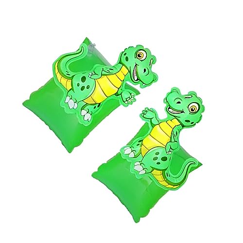 DSOUWEH rutschfeste aufblasbare Boje – Leichter und tragbarer Armring zum Schwimmen. Stilvolle PVC Schwimmarmringe für Kinder, grüner Dinosaurier von DSOUWEH
