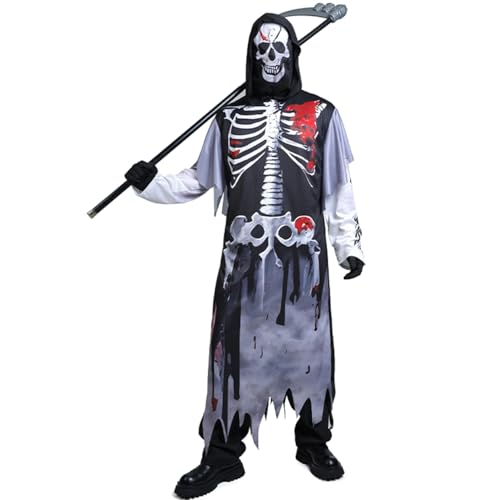 DSplay Geisterkostüm für Erwachsene, Cosplay, Skelett, Robe, Halloween-Kostüme (Geist) von DSPLAY