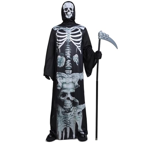 DSplay Geisterkostüm für Erwachsene, Cosplay, Skelett, Robe, Halloween-Kostüme (Skelett) von DSPLAY