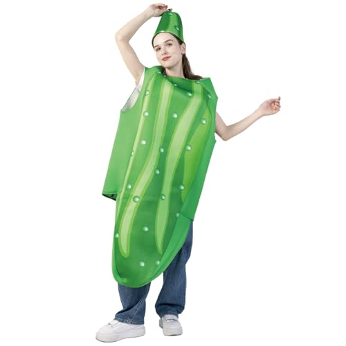 DSplay Gurken-Kostüm für Erwachsene, Unisex, Halloween, grüne Gurke DSplay Gurken-Kostüm für Erwachsene, Unisex, Halloween, grüne Gurke von DSPLAY