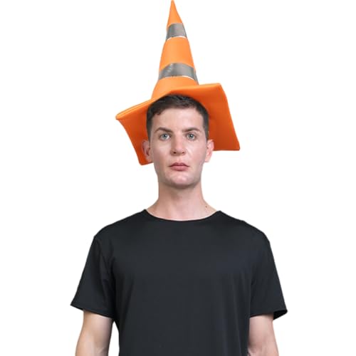 DSplay Leitkegel Hut Kostüm Erwachsene Rollenspiel Lustiges Kostüm Hüte Erwachsene, Orange/Abendrot im Zickzackmuster (Sunset Chevron), Einheitsgröße von DSPLAY